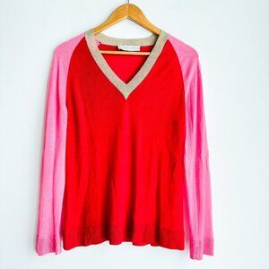 Giada Benincasa Cashmere Silk Red Pink V Neck Knit Top M